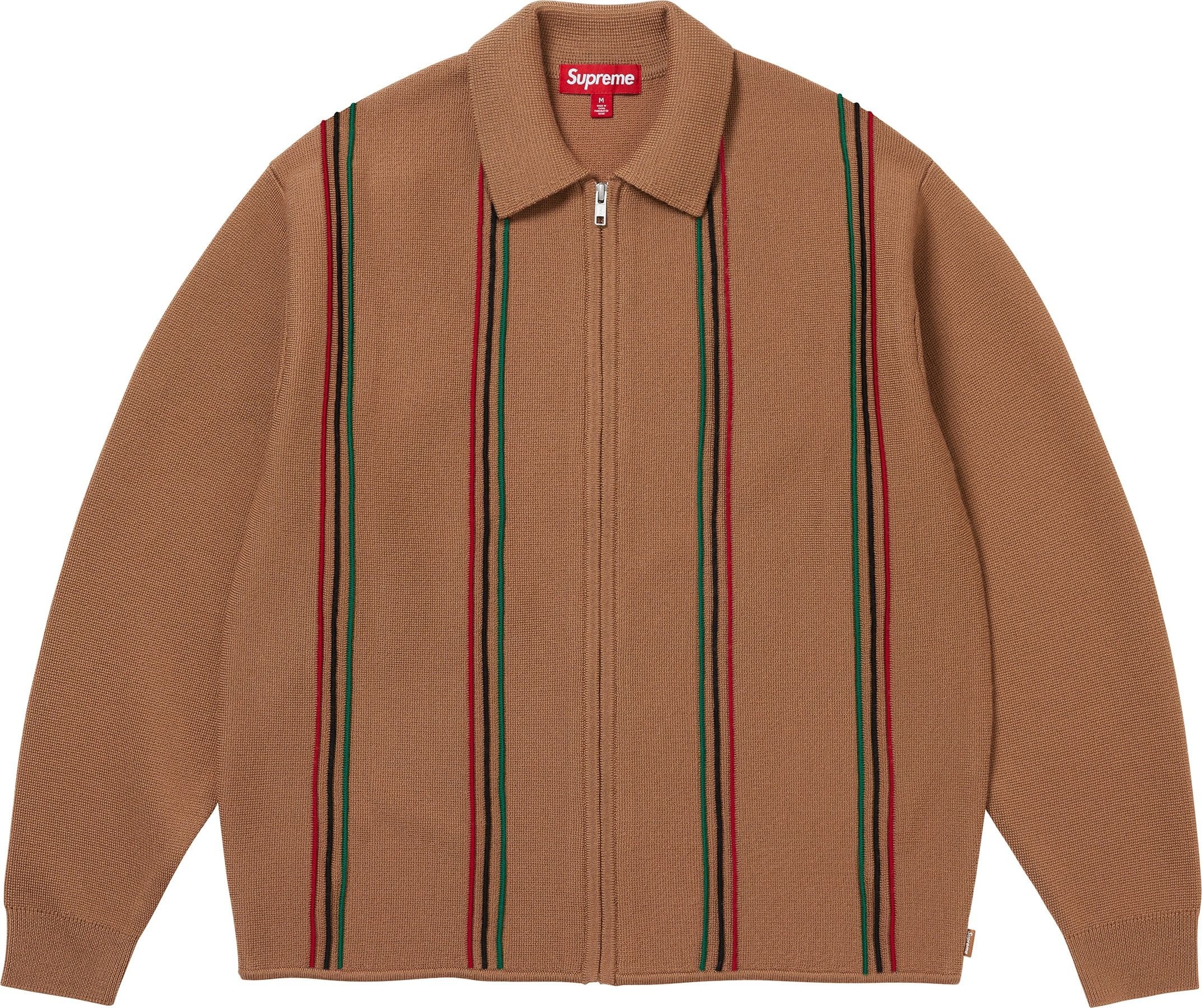Stripe Zip Up Polo Sweater view 3